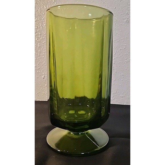 Colony Nouveau Green Glass Goblet 1970's Footed - Picture 2 of 5